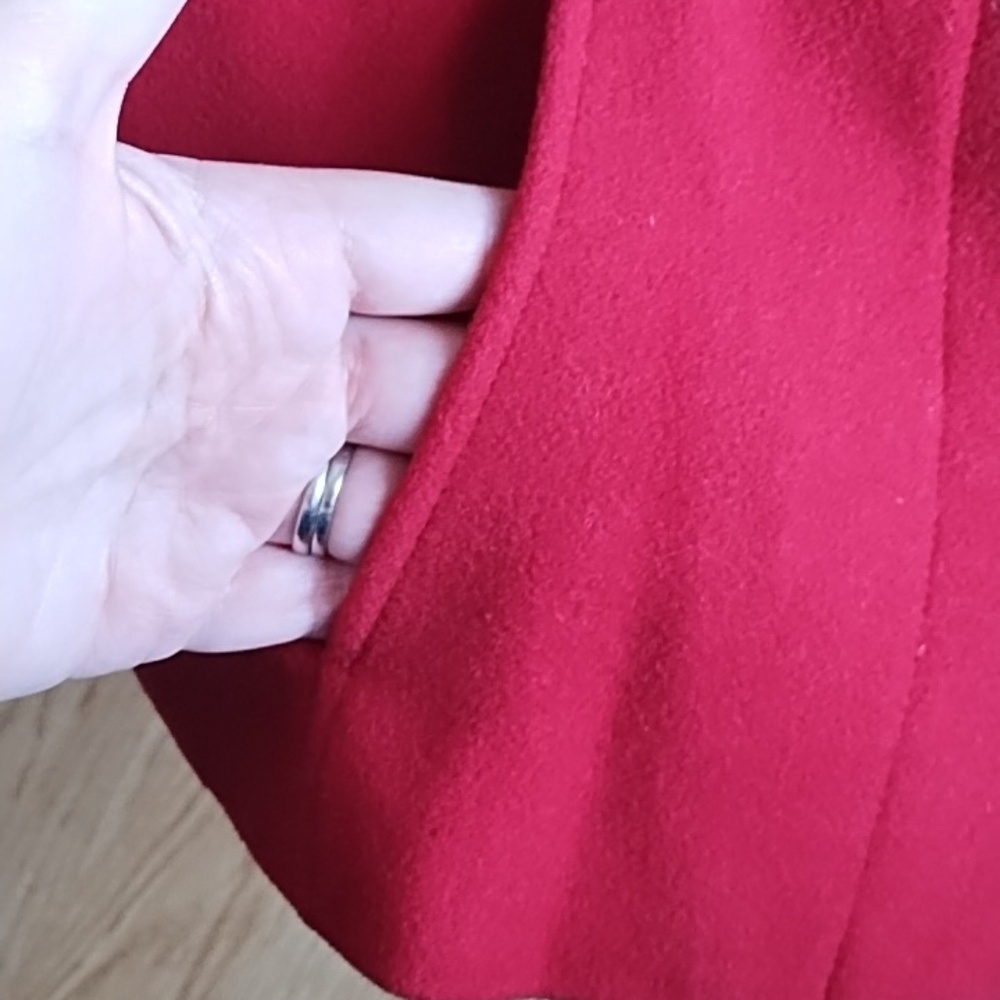 Bright Red Button-Front Wool Coat - Picture 3 of 7